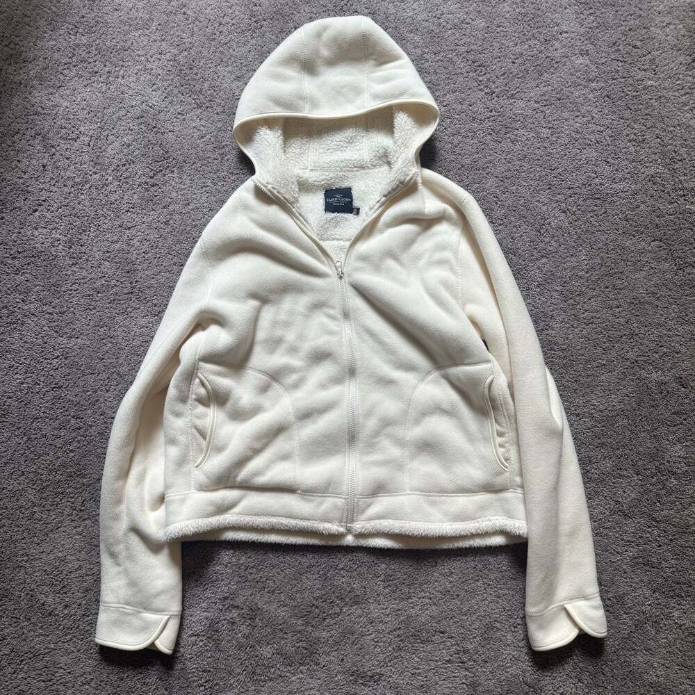 Faded Glory Women's Ivory Zip-Front Teddy Fleece Hooded Jacket